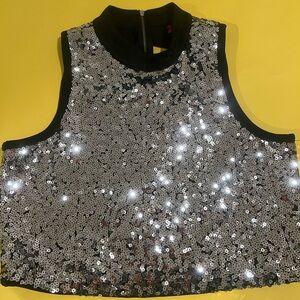Bebe Silver and Gold Sequin Top